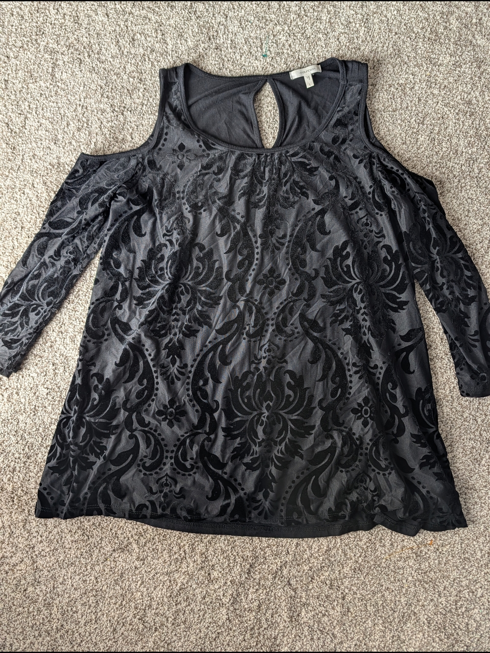 Maurices Velvet Burnout Whimsigoth Gothic Cold Shoulder - Picture 2 of 5